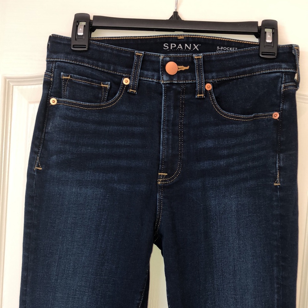 Spanx 5-Pocket High-Rise Straight Jeans, Size 27.